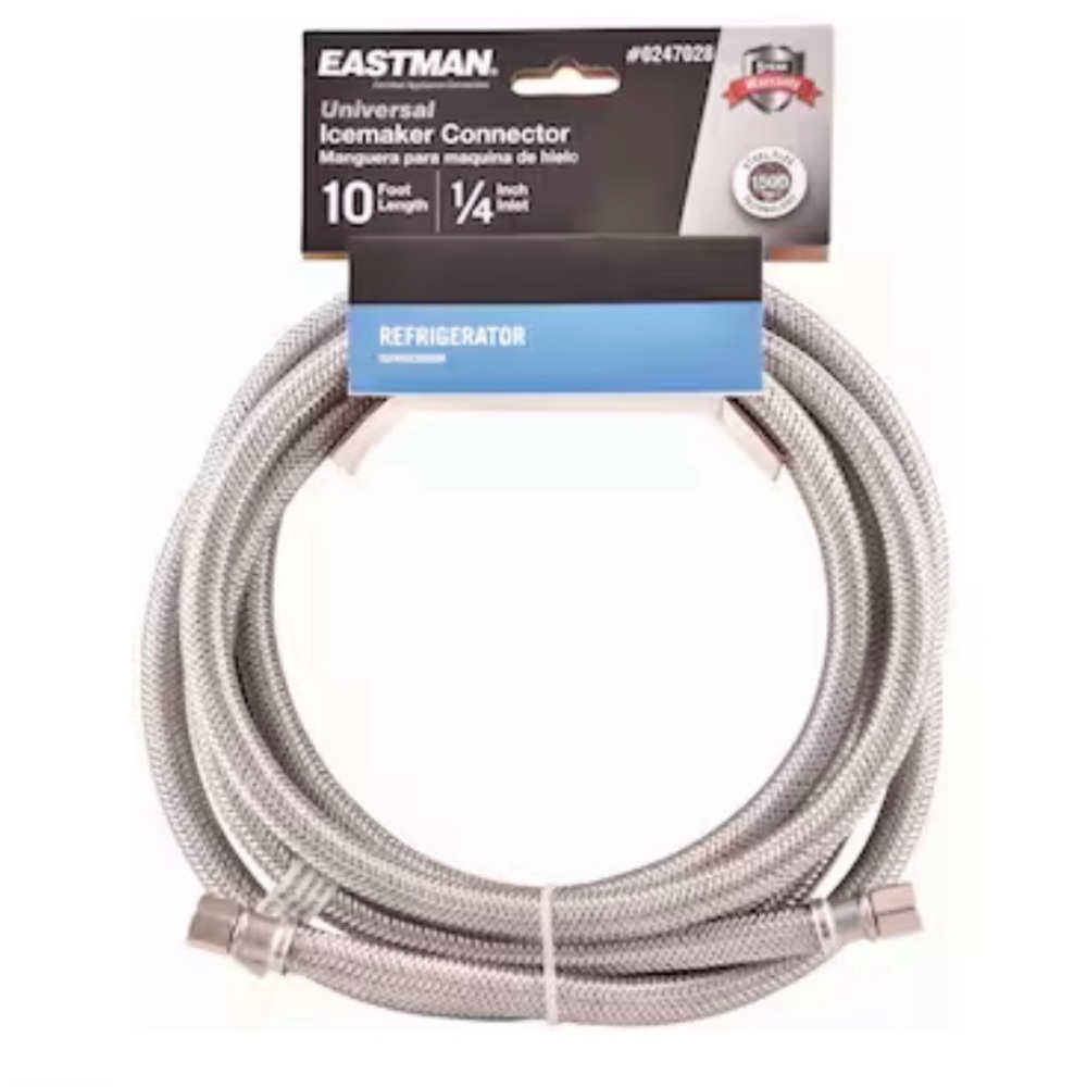 EASTMAN 10ft 1/4-in Compression Inlet x1/4in Comp Outlet S/S Ice Maker Connector